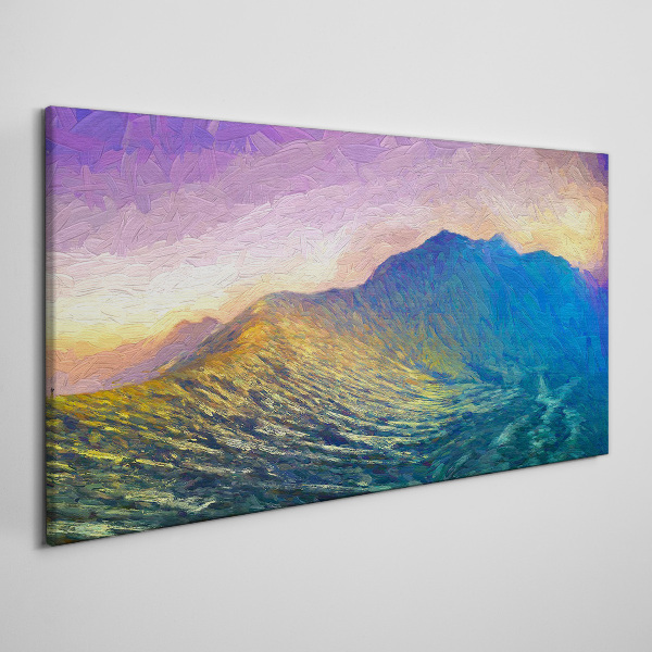 Waves in the setting sun Print on canvas