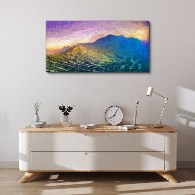Waves in the setting sun Print on canvas