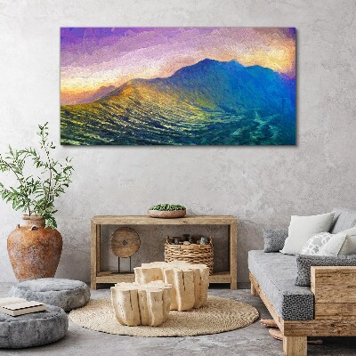 Waves in the setting sun Print on canvas