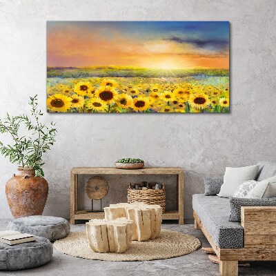 Flowers field of sunflowers Canvas print