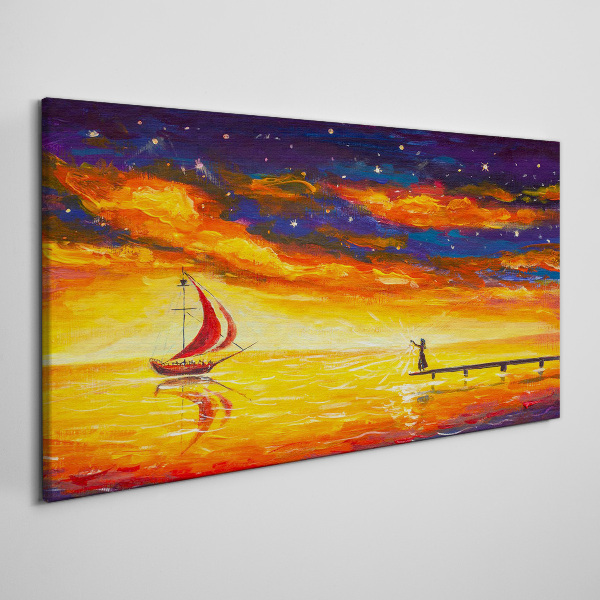 Night sky abstraction ship Canvas Wall art