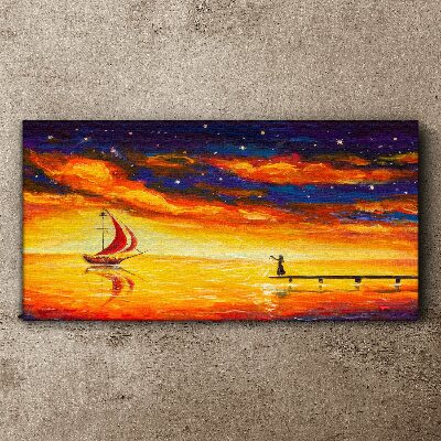 Night sky abstraction ship Canvas Wall art