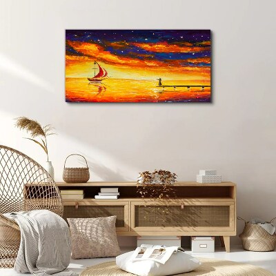 Night sky abstraction ship Canvas Wall art