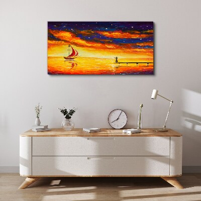 Night sky abstraction ship Canvas Wall art