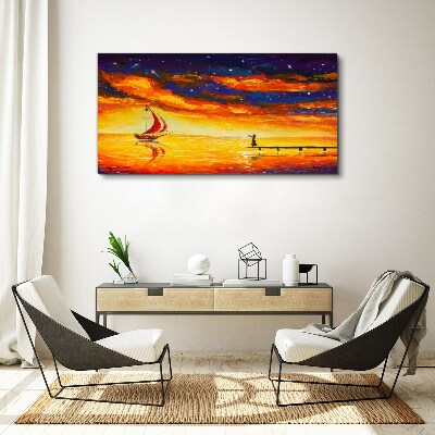 Night sky abstraction ship Canvas Wall art