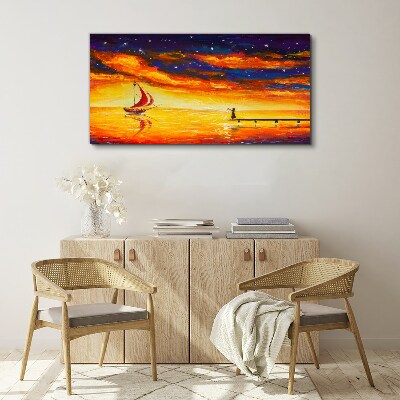 Night sky abstraction ship Canvas Wall art