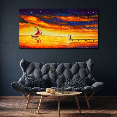 Sunset over the sea Canvas wall art