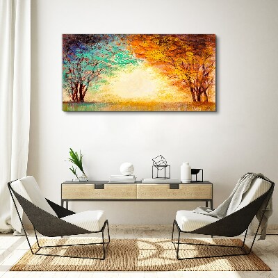 Golden Trees in the Morning Light Canvas wall art