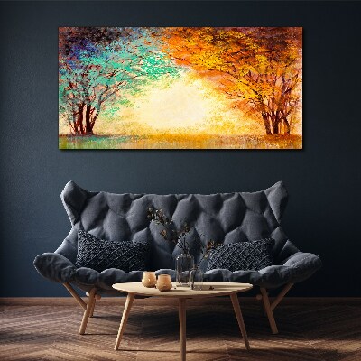 Golden Trees in the Morning Light Canvas wall art