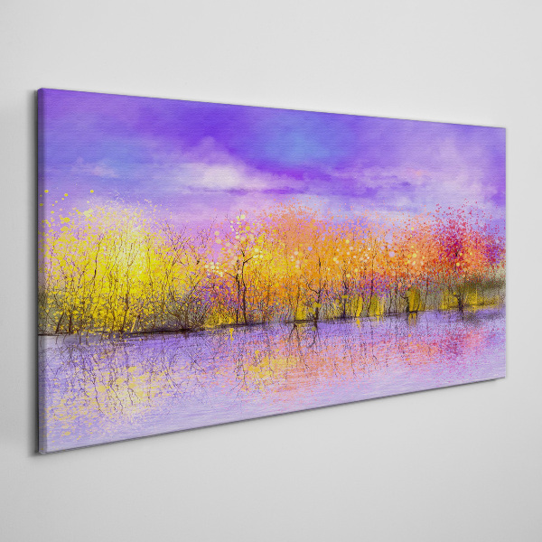 Colorful landscape in the water reflection Print on canvas