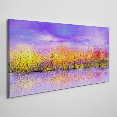 Colorful landscape in the water reflection Print on canvas