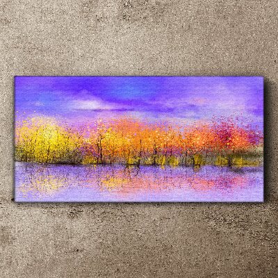 Colorful landscape in the water reflection Print on canvas
