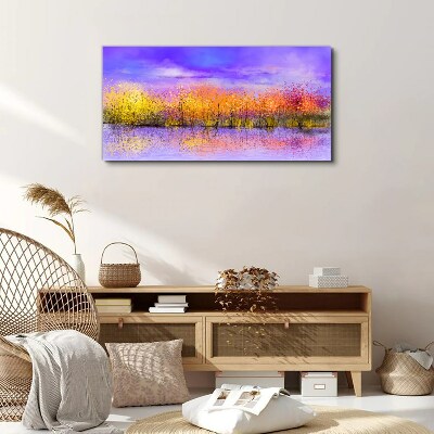 Colorful landscape in the water reflection Print on canvas