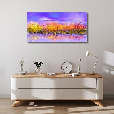 Colorful landscape in the water reflection Print on canvas