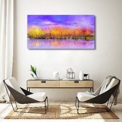 Colorful landscape in the water reflection Print on canvas