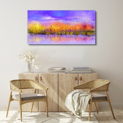 Colorful landscape in the water reflection Print on canvas