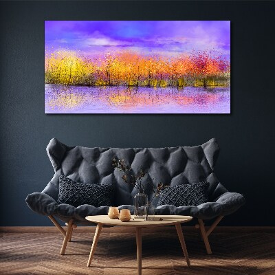Colorful landscape in the water reflection Print on canvas