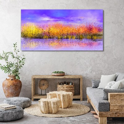 Colorful landscape in the water reflection Print on canvas