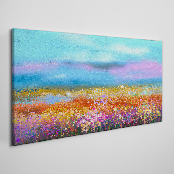 Floral landscape in pastel colors Canvas wall art