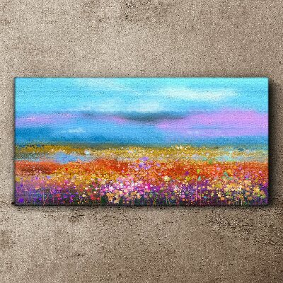 Floral landscape in pastel colors Canvas wall art