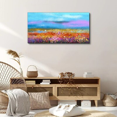 Floral landscape in pastel colors Canvas wall art