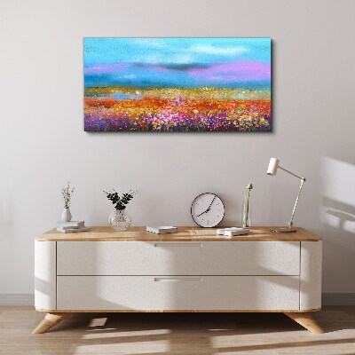 Floral landscape in pastel colors Canvas wall art