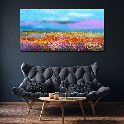 Floral landscape in pastel colors Canvas wall art