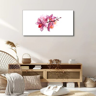 Pink orchids on white background Canvas wall art