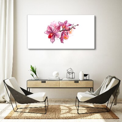 Pink orchids on white background Canvas wall art