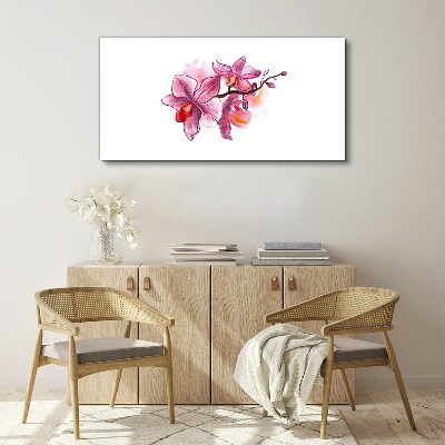 Pink orchids on white background Canvas wall art