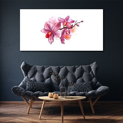 Pink orchids on white background Canvas wall art