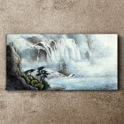 Waterfall in a mystical landscape Print on canvas