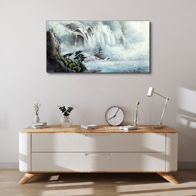 Waterfall in a mystical landscape Print on canvas