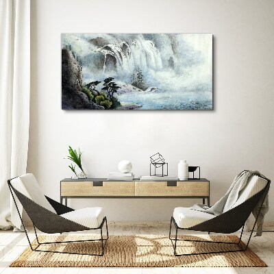 Waterfall in a mystical landscape Print on canvas