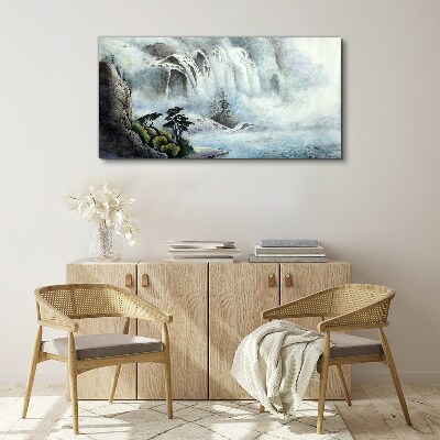 Waterfall in a mystical landscape Print on canvas