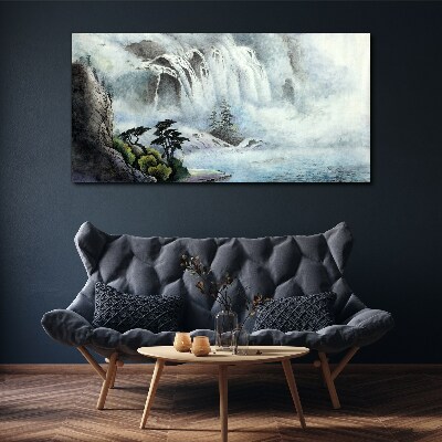 Waterfall in a mystical landscape Print on canvas