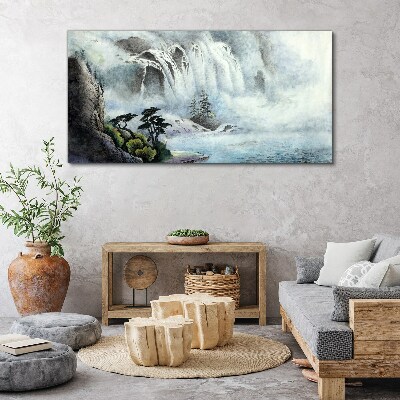 Waterfall in a mystical landscape Print on canvas