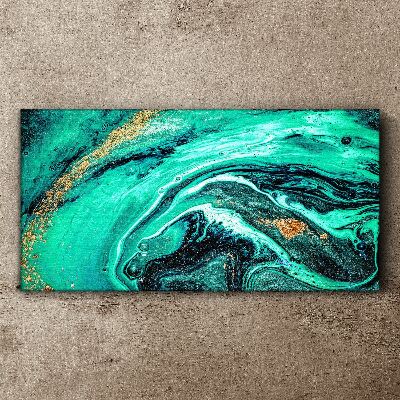 Turquoise waves with gold accents Canvas wall art
