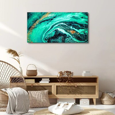 Turquoise waves with gold accents Canvas wall art