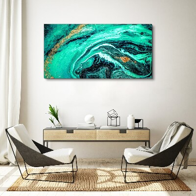 Turquoise waves with gold accents Canvas wall art