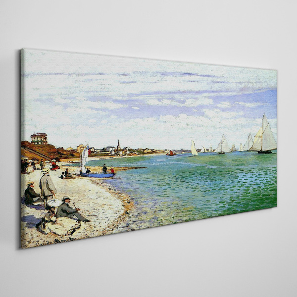 Seaside landscape with sailboats Print on canvas