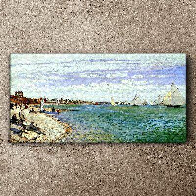 Seaside landscape with sailboats Print on canvas
