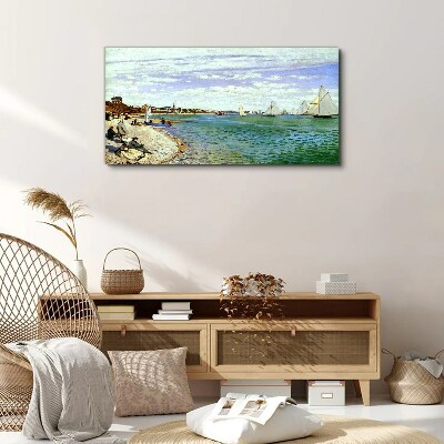Seaside landscape with sailboats Print on canvas