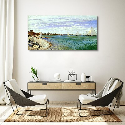 Seaside landscape with sailboats Print on canvas