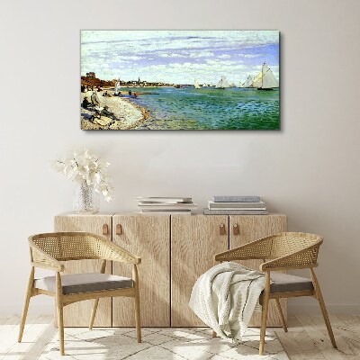 Seaside landscape with sailboats Print on canvas