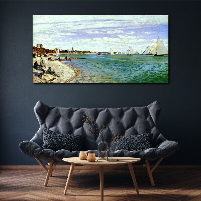 Seaside landscape with sailboats Print on canvas