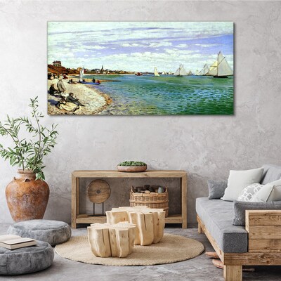 Seaside landscape with sailboats Print on canvas