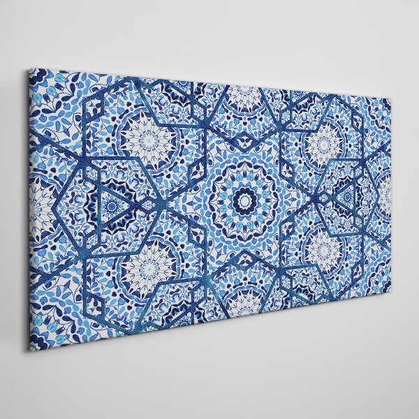 Geometric patterns in shades of blue Print on canvas