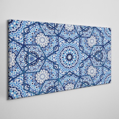 Geometric patterns in shades of blue Print on canvas