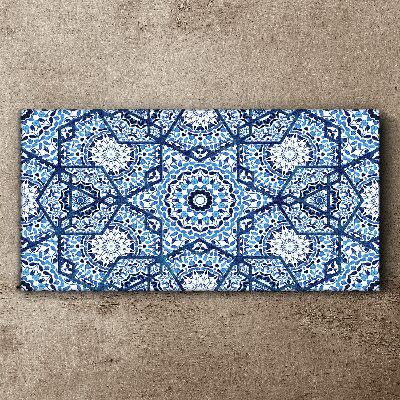 Geometric patterns in shades of blue Print on canvas